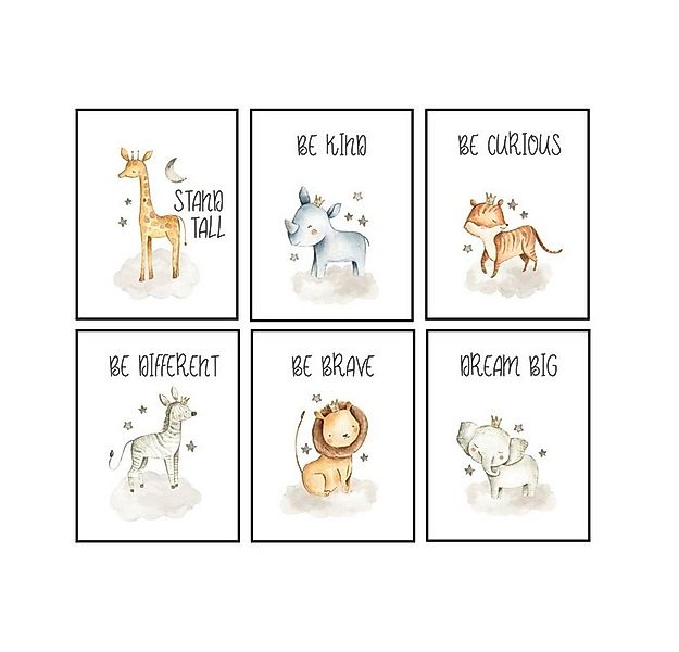 Pippolipo Poster Bilder Babyzimmer Kinderzimmer Tiermotive Deko, (6er Set), günstig online kaufen