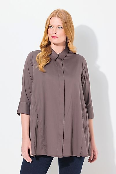 Ulla Popken Hemdbluse Bluse Godet-Einsätze A-Linie günstig online kaufen