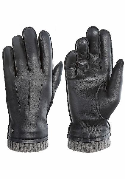 PEARLWOOD Lederhandschuhe "JACKSON", (1 Paar), Strickbündchen, dekorative Z günstig online kaufen