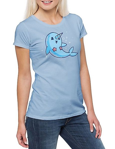 Urban Backwoods Print-Shirt Narwhal Unicorn Damen T-Shirt Einhorn Whale Wal günstig online kaufen