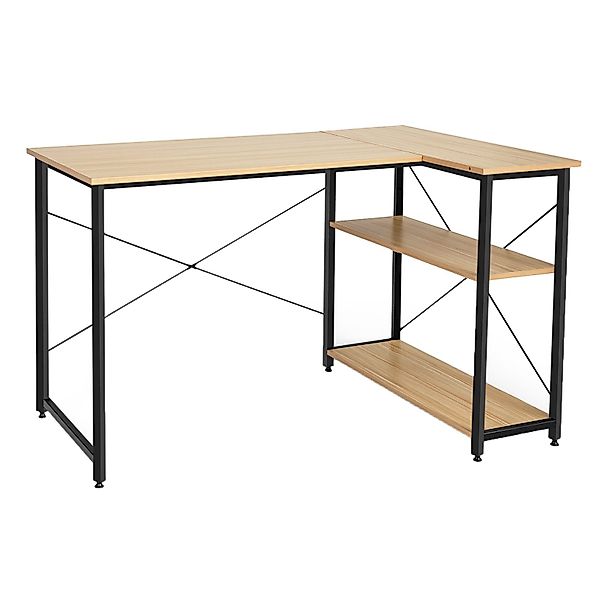 COSTWAY Eckschreibtisch, L-Form, mit Ablagefächern, 120x88x74,5cm günstig online kaufen