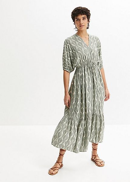 bonprix Midikleid aus Viskose, ausgestellte Passform, mit Fledermausärmeln günstig online kaufen