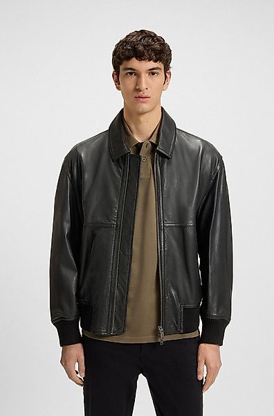 BOSS ORANGE Lederjacke Joberg mit Reißverschlusstaschen günstig online kaufen
