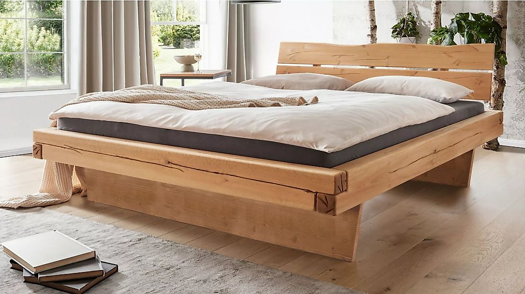 Massivart® Massivholzbett Balkenbett EMBLA / 180 x 200 cm / Kiefer geölt un günstig online kaufen