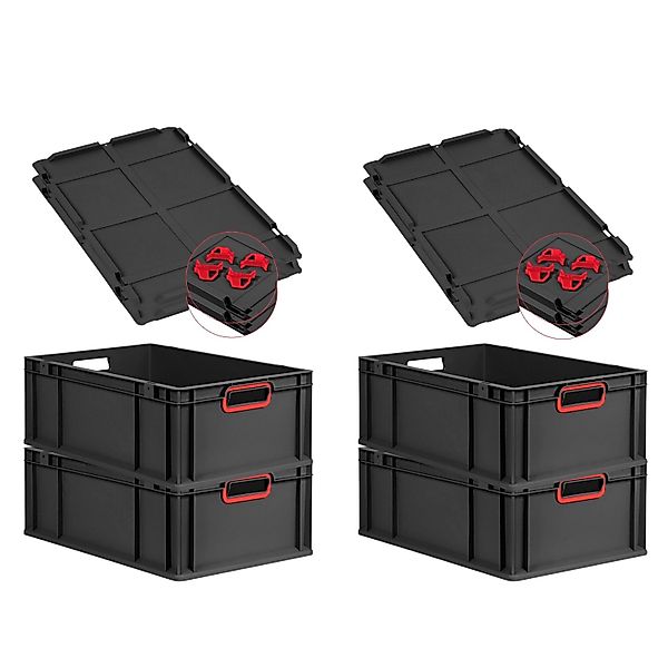 PROREGAL SuperSparSet 4x Eurobox Nextgen Color Mit Auflagedeckel HxBxT 22x4 günstig online kaufen