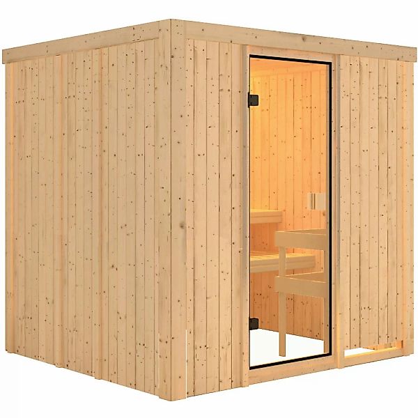 Karibu Sauna Tromsö mit Fronteinstieg, Glastür Bronziert günstig online kaufen