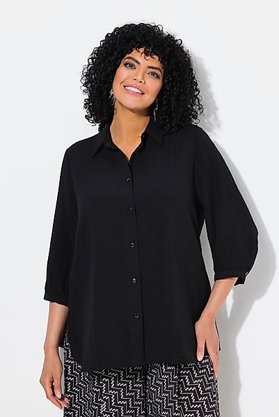 Ulla Popken Hemdbluse Hemdbluse Leinenoptik A-Linie günstig online kaufen