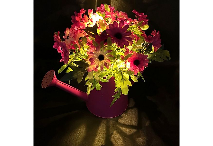 Kunstpflanze Deko Gießkanne mit künstlichen Blumen, LED Lichterkette & Time günstig online kaufen