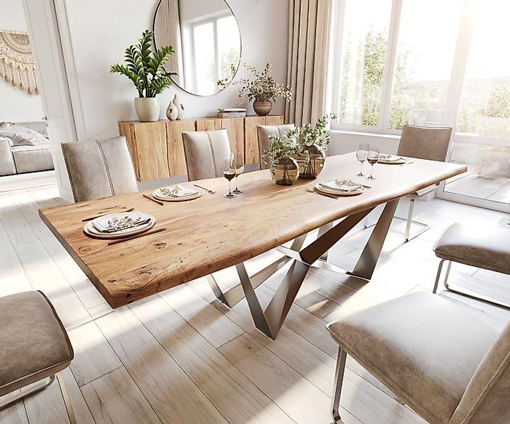 DELIFE Esstisch Edge, Akazie Natur 260x100 günstig online kaufen