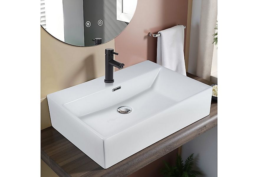 Nettlife Waschbecken Badezimmer Aufsatzwaschbecken Keramik Eckig Klein Wasc günstig online kaufen