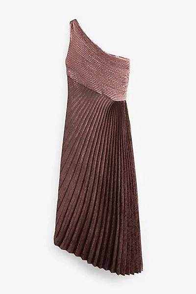 Next One-Shoulder-Kleid Plissiertes, einschulteriges Metallic-Midikleid (1- günstig online kaufen