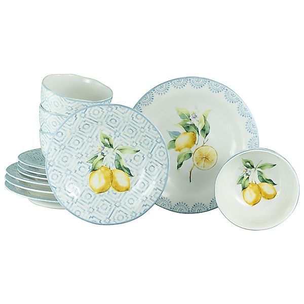 CreaTable Tafelservice Lemoncello bunt Steinzeug 12 tlg. günstig online kaufen