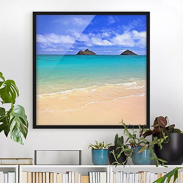 Bild mit Rahmen - Quadrat Paradise Beach günstig online kaufen