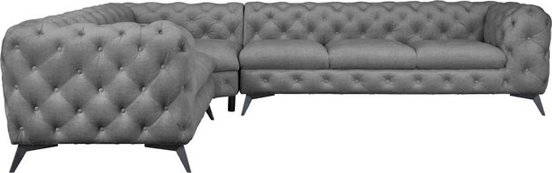 Leonique Chesterfield-Sofa Ecksofa GLYNIS L-Form mit Wellenunterfederung, M günstig online kaufen