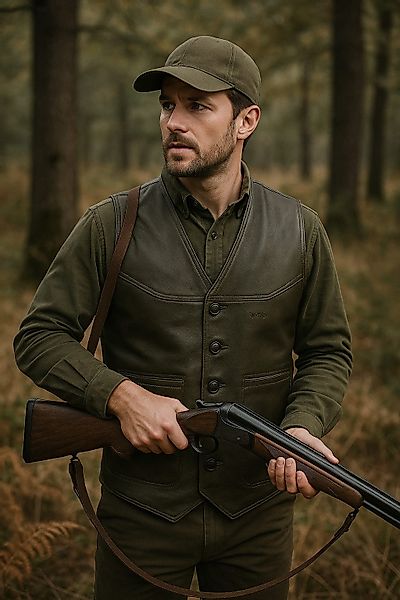La Chasse® Lederweste Lederweste braun/oliv Büffellederweste günstig online kaufen
