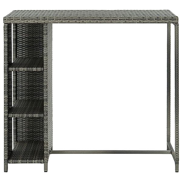 vidaXL Bartisch mit Regal Grau Poly Rattan 120x60x110 cm günstig online kaufen