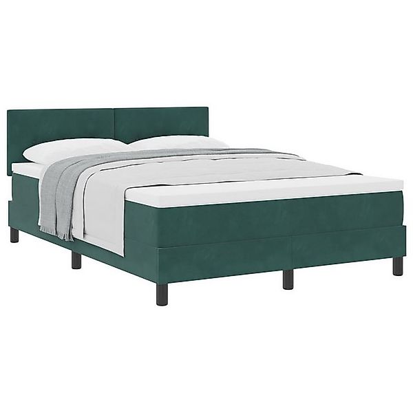 vidaXL Bett Boxspringbett mit Matratze Dunkelgrün 140x190 cm Samt (1-tlg) günstig online kaufen