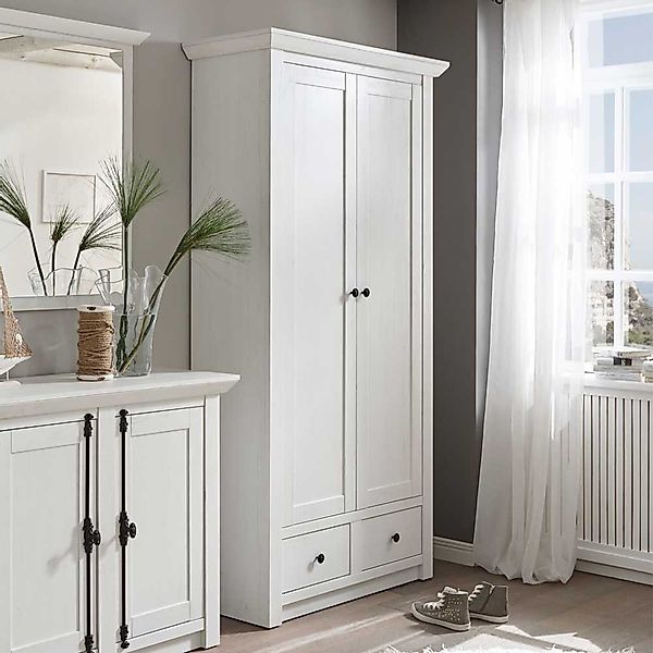 Dielenschrank in Pinie Weiß Landhaus günstig online kaufen