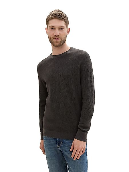 Tom Tailor Herren Rundhals Pullover STRUCTURED CREWNECK COTTON - Regular Fi günstig online kaufen