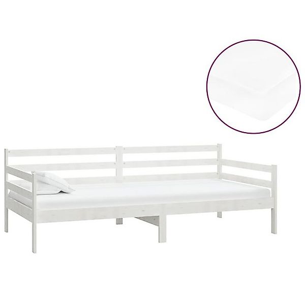 vidaXL Bett, Tagesbett mit Matratze 90x200 cm Weiß Kiefer Massivholz günstig online kaufen
