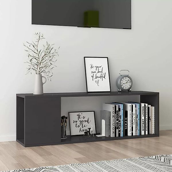 Tv-schrank Hochglanz-grau 100x24x32 Cm Spanplatte günstig online kaufen