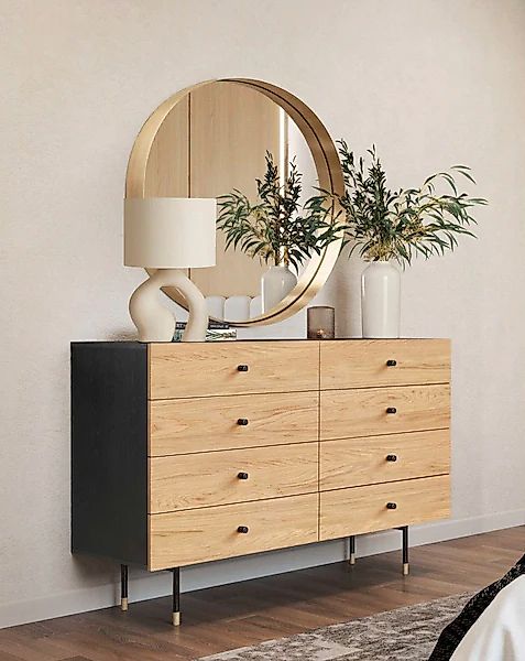 Woodman Kommode »Jugend« Echtholzfurnier aus Eiche, in 2 Breiten, mit Schub günstig online kaufen