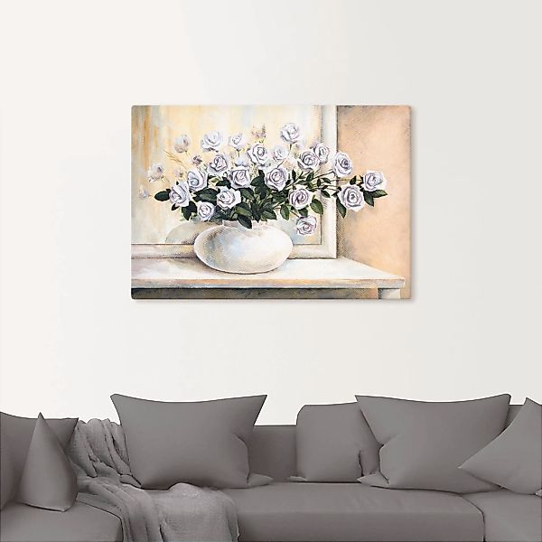 Artland Leinwandbild »Rosen auf Tisch II«, Blumen, (1 St.), auf Keilrahmen günstig online kaufen