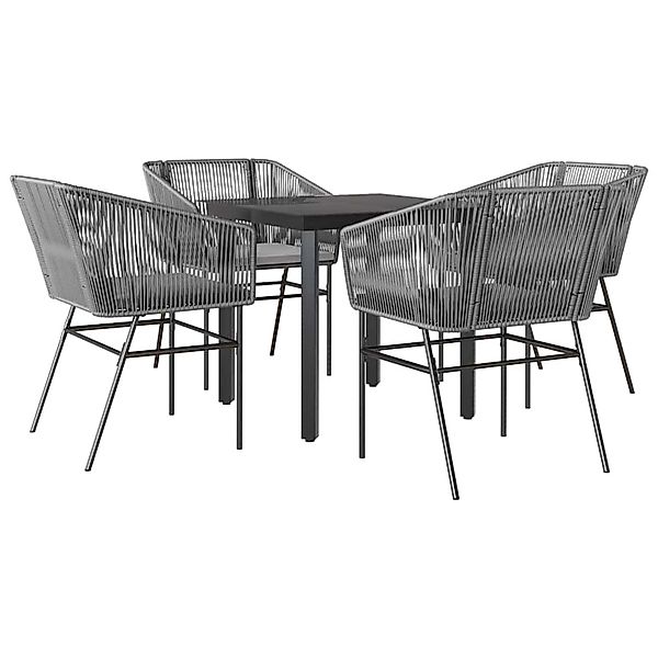 vidaXL 5-Tlg Garten-Essgruppe mit Kissen Grau Poly Rattan Glas 3334626 günstig online kaufen