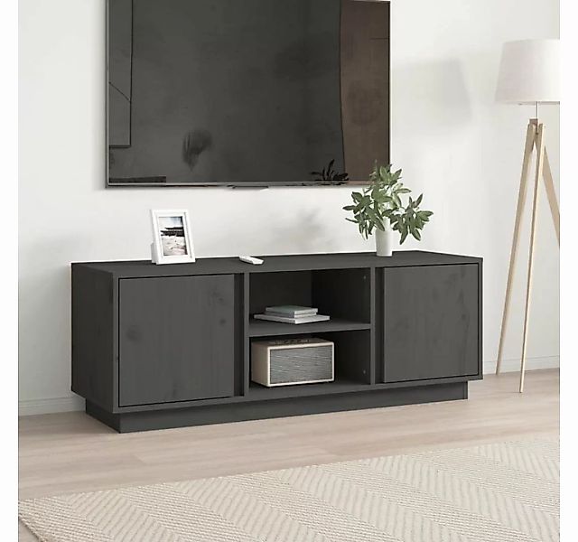 furnicato TV-Schrank Grau 110x35x40,5 cm Massivholz Kiefer günstig online kaufen