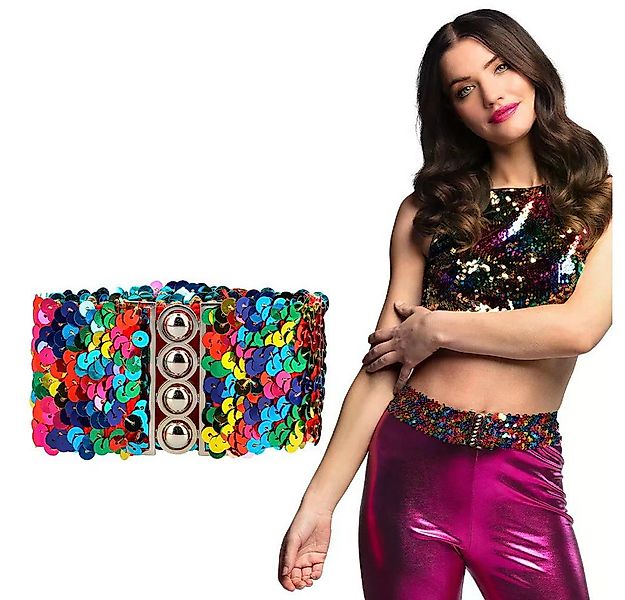 Boland Kostüm Pailletten-Gürtel Regenbogen stretch Accessoire 60-110 cm für günstig online kaufen