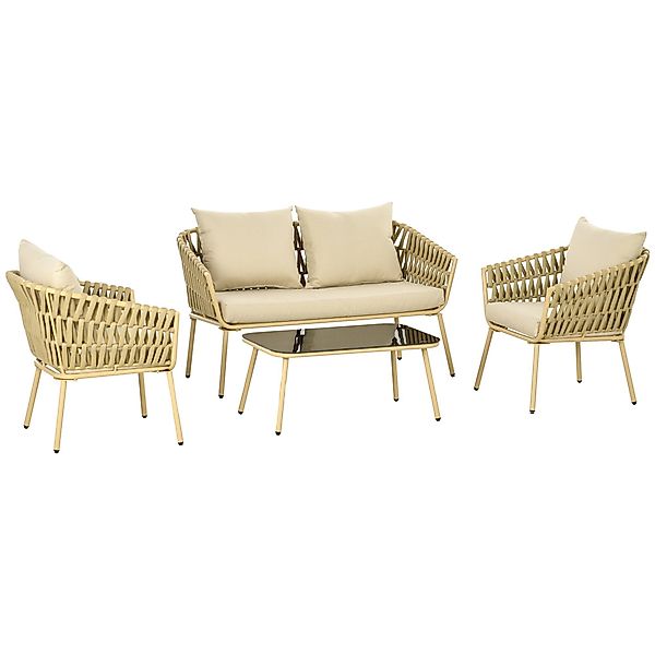 Outsunny Sitzgruppe Gartenmöbel-Set mit 1 Couchtisch, günstig online kaufen