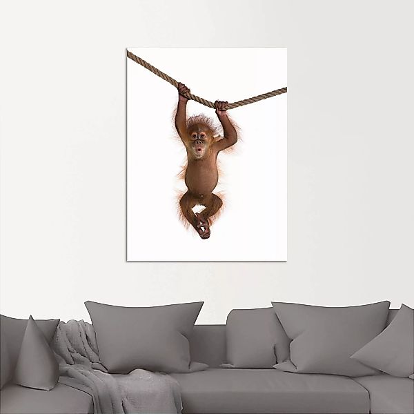 Artland Wandbild "Baby Orang Utan hängt an Seil II", Wildtiere, (1 St.), al günstig online kaufen