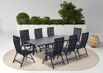 KONIFERA Garten-Essgruppe "Palermo" Set, 8x Sessel, 1x AZ-Tisch 160-240x100 günstig online kaufen