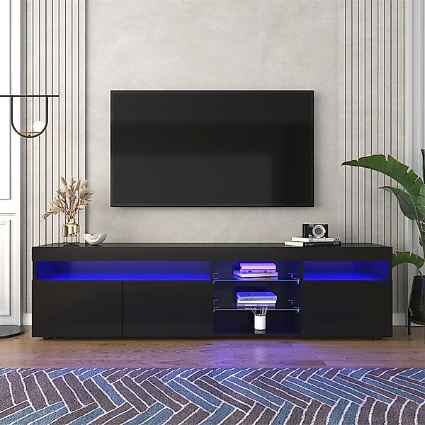 Rhein Beleuchtung TV-Schrank 180 cm TV Lowboard Hochglanz mit LED Beleuchtu günstig online kaufen