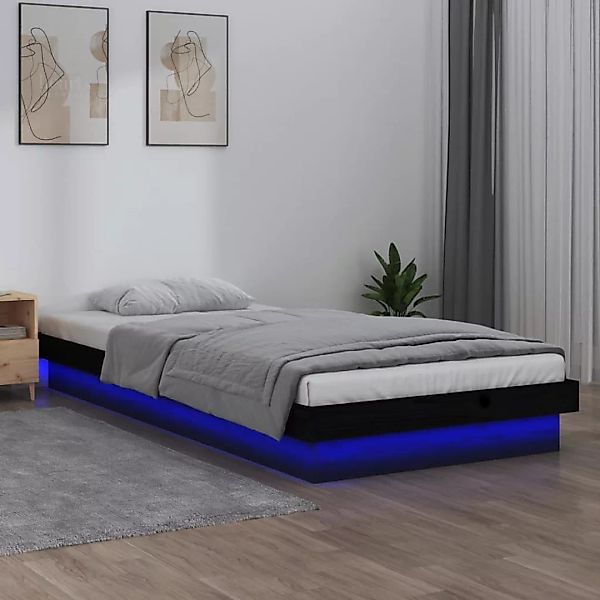 Vidaxl Massivholzbett Mit Leds Schwarz 75x190 Cm 2ft6 Small Single günstig online kaufen