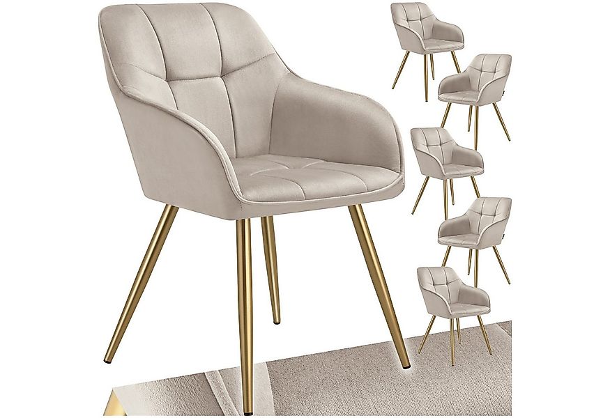 tectake Esszimmerstuhl Stuhl Marilyn, Samtoptik, gesteppt (Set, 6 St), Extr günstig online kaufen