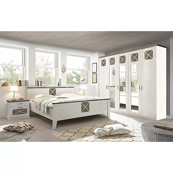 Komplettschlafzimmer in PinieTrüffelfarben Weiß (vierteilig) günstig online kaufen