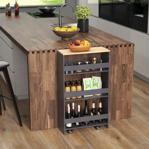KOMFOTTEU Küchenwagen, Rollwagen Nischenregal mit 4 günstig online kaufen