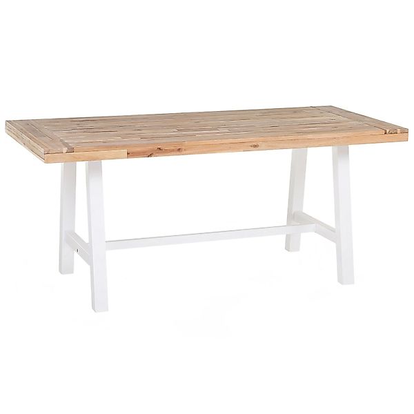 Beliani Gartentisch SCANIA Heller Holzfarbton Weiss 170x80x74 günstig online kaufen