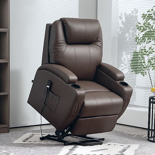 HOMCOM Relaxsessel Sessel mit Aufstehhilfe, Aufstehsessel mit Getränkehalte günstig online kaufen