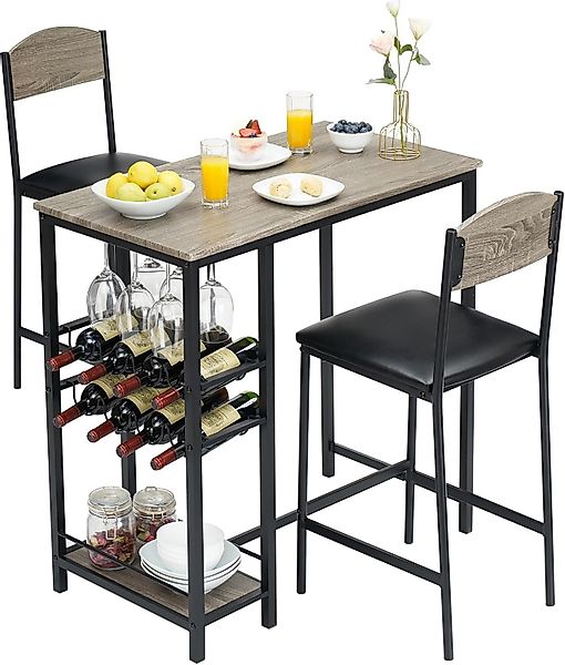 GarveeMore Esstisch 2-teiliges rustikales braunes Stehtisch-Set günstig online kaufen