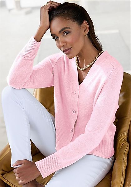 LASCANA Strickjacke, weiche Kaschmirstrickjacke mit V-Ausschnitt günstig online kaufen