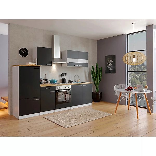 Respekta Küchenzeile KB270WS 270 cm Schwarz-Weiß günstig online kaufen