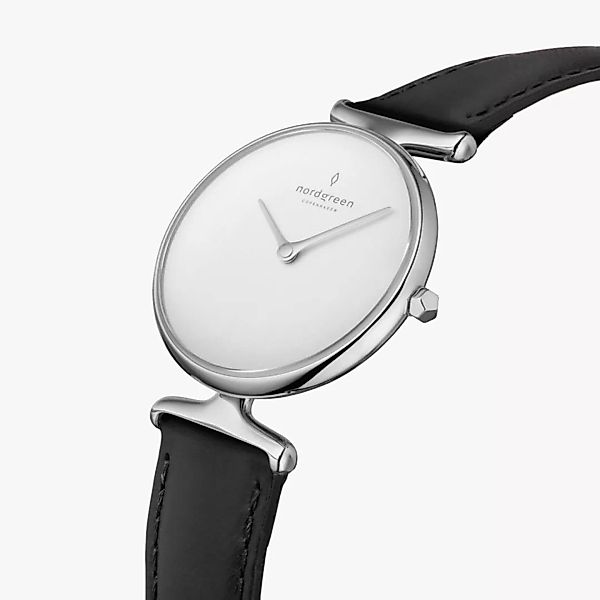 Armbanduhr Unika Silber| Weißes Ziffernblatt - Veganes Lederarmband günstig online kaufen
