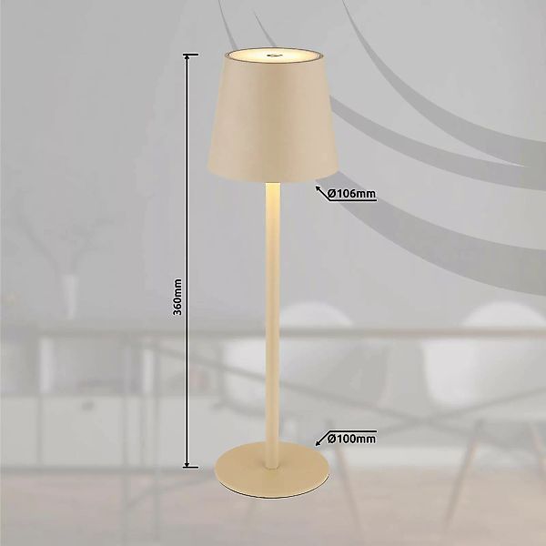 LED-Akku-Tischlampe Vannie, sandfarben, Höhe 36 cm, IP44 günstig online kaufen
