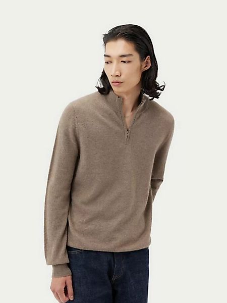 GOBI Cashmere Polokragenpullover Naturfarbe Kaschmirpullover mit Halbreißve günstig online kaufen