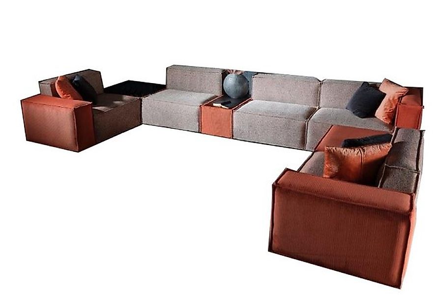 Xlmoebel Ecksofa Modernes orange Stoffsofa in U-Form für großes Ecksofa, 1 günstig online kaufen