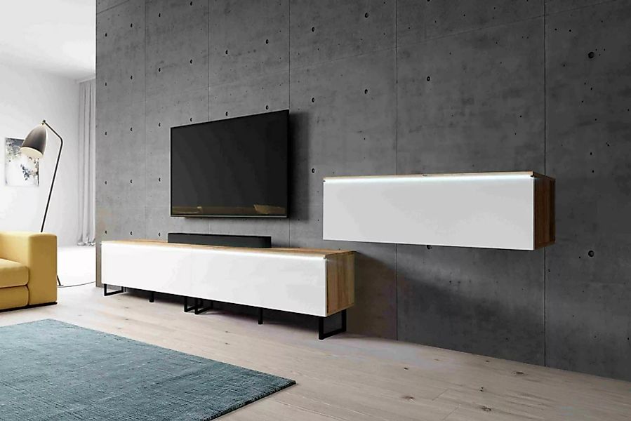 Furnix TV-Schrank BARGO III 300 cm (3x100cm) Lowboard mit Stellllfüßen ohne günstig online kaufen