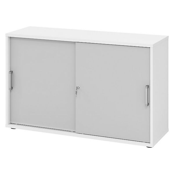 bümö Aktenschrank office Schiebetürenschrank Dekor: Weiß/Grau - Griffe: Chr günstig online kaufen