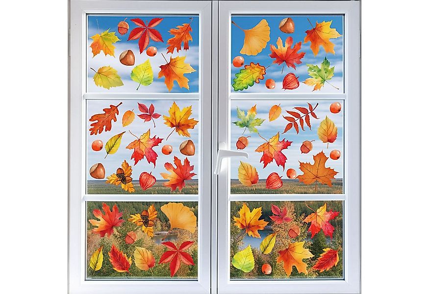 Coonoor Fensterfolie 64 Stück Fensterbilder Herbst, Herbstdeko,Erntedankfes günstig online kaufen